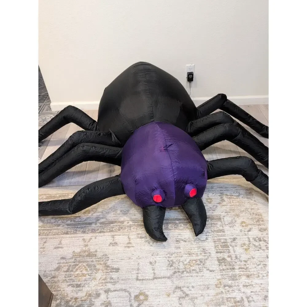 Huge‎ Chrisha Creations Inflatable Lighted Black and Purple Spider 5 ft x 6 ft.